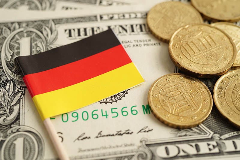 germany flag on us dollars