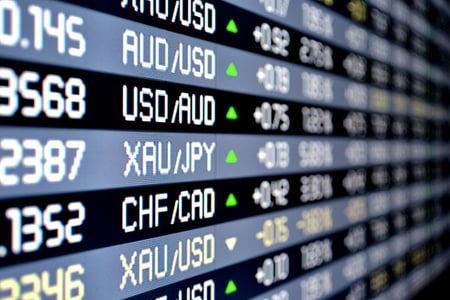 digital board highlighting currency exchange