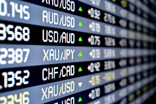 digital board highlighting currency exchange